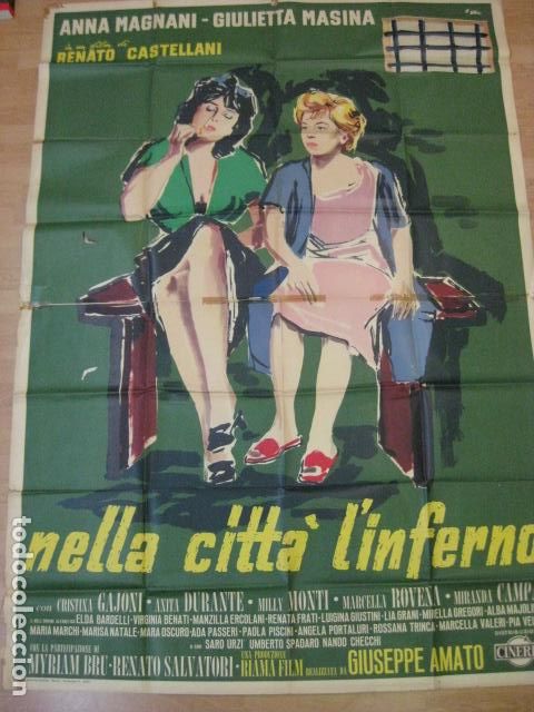 Cinema: Nella citt&agrave; l'inferno - poster cartel original italia - infierno en la ciudad anna magnani g masina