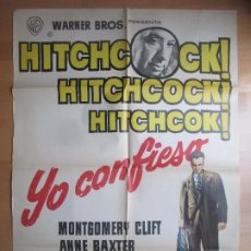 Cine: CARTEL CINE YO CONFIESO HITCHCOCK MONTGOMERY CLIFT ANNE BAXTER MCP 1963 C1644. Lote 187615587