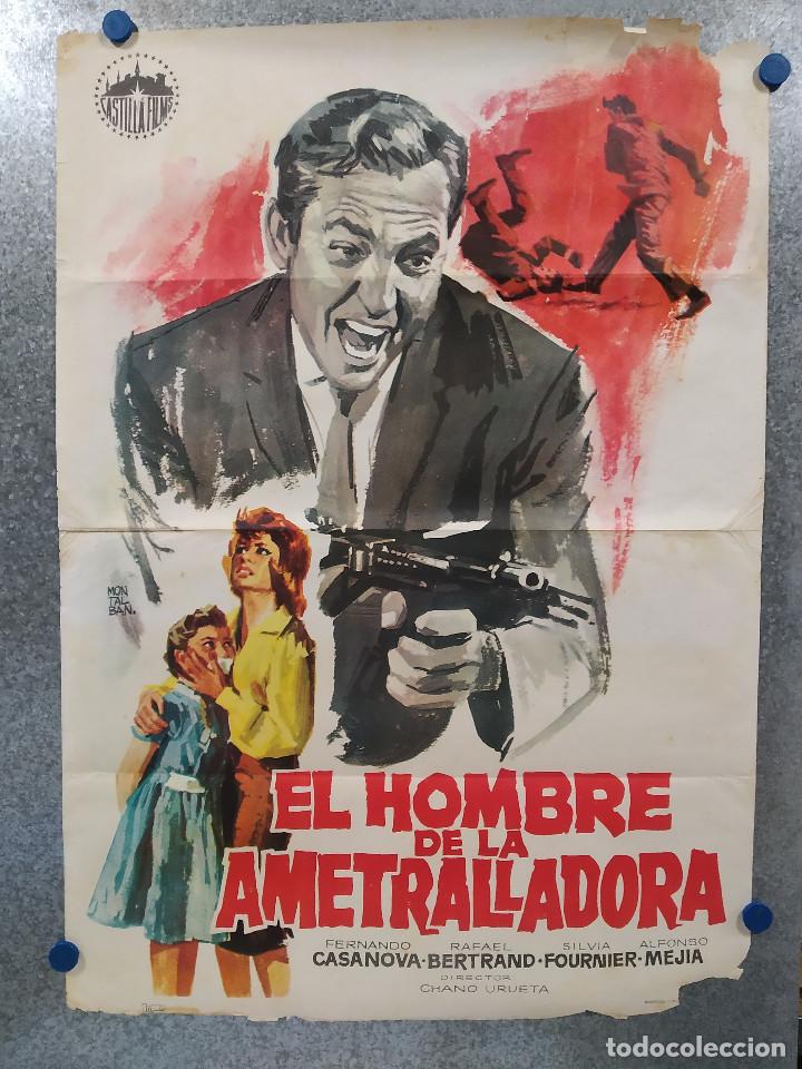 Cinema: El hombre de la ametralladora. Fernando Casanova, Rafael Bertrand, Silvia Fournier POSTER ORIGINAL