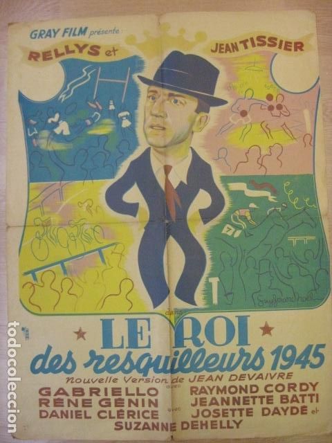 Kino: Le roi des resquilleurs 1945 - poster cartel original frances - rellys jean tissier  Jean Devaivre