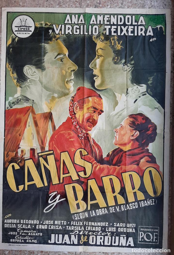 Cine: CARTEL CINE CAÑAS Y BARRO DE JUAN ORTUÑA LITOGRAFIA PERIS ARAGO ORIGINAL, CC1 - Foto 1 - 192918360