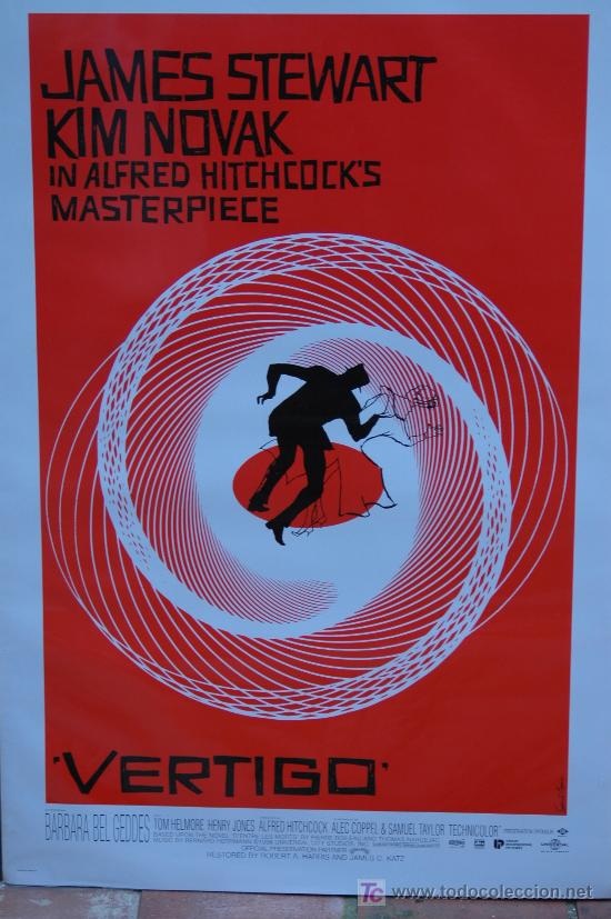 Cine: Vertigo de entre los muertos poster cartel - Alfred Hitchcock - James Stewart - Kim Novak saul bass