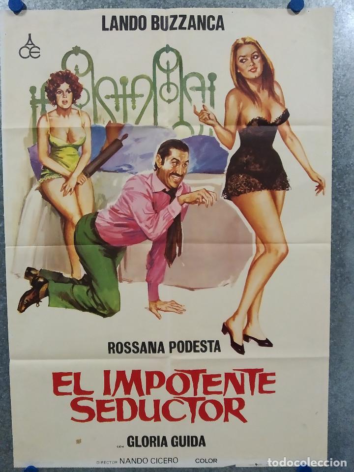 Cin&eacute;ma: El impotente seductor. Lando Buzzanca, Rossana Podest&agrave;, Gloria Guida A&Ntilde;O 1977. POSTER ORIGINAL