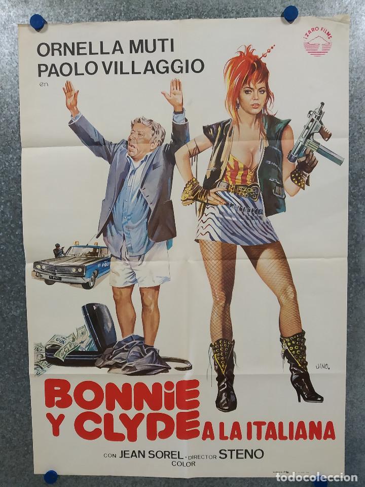 Cin&eacute;ma: Bonnie y Clyde a la italiana. Paolo Villaggio, Ornella Muti, Jean Sorel  A&Ntilde;O 1984. POSTER ORIGINAL