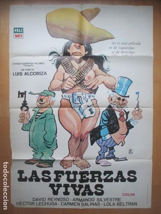 Cine: CARTEL CINE LAS FUERZAS VIVAS LUIS ALCORIZA DAVID REYNOSO MONTALBAN 1977 C1794