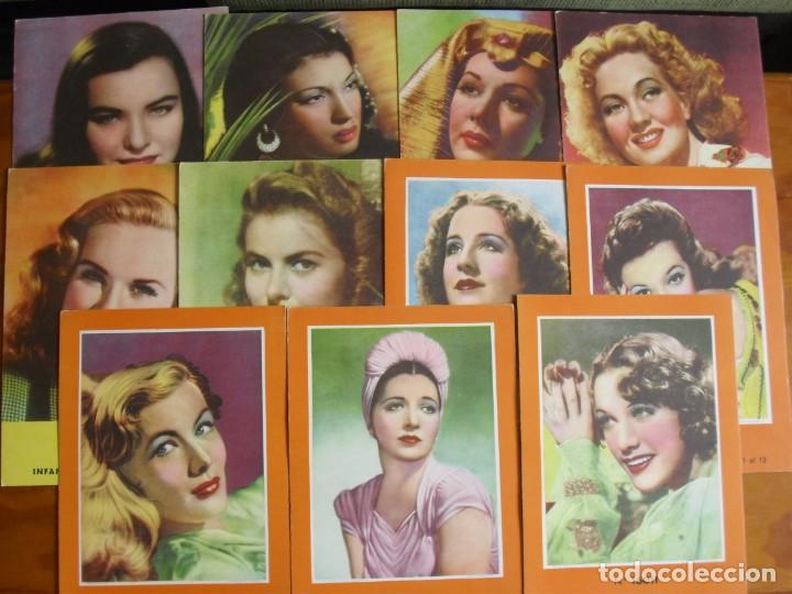 Cinema: bonito lote de 11 carteles de carton (24 x 17 cm) de actrices de hollywood