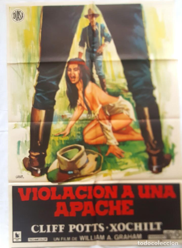 Cine: P&Oacute;STER ORIGINAL VIOLACI&Oacute;N A UNA APACHE (1977) - Foto 1