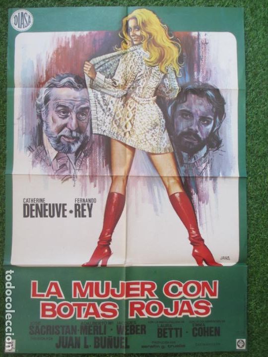Cinema: CARTEL CINE LA MUJER CON BOTAS ROJAS CATHERINE DENEUVE FERNANDO REY JANO 1975 C1889