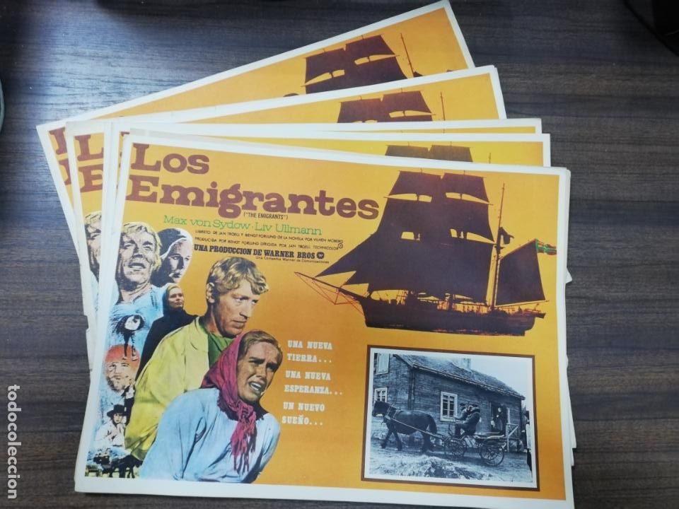 Cinema: LOTE DE 8 AFICHES DE CINE. PELICULA : LOS EMIGRANTES. MEDIDAS : 32 X 42.5 CM APROX.