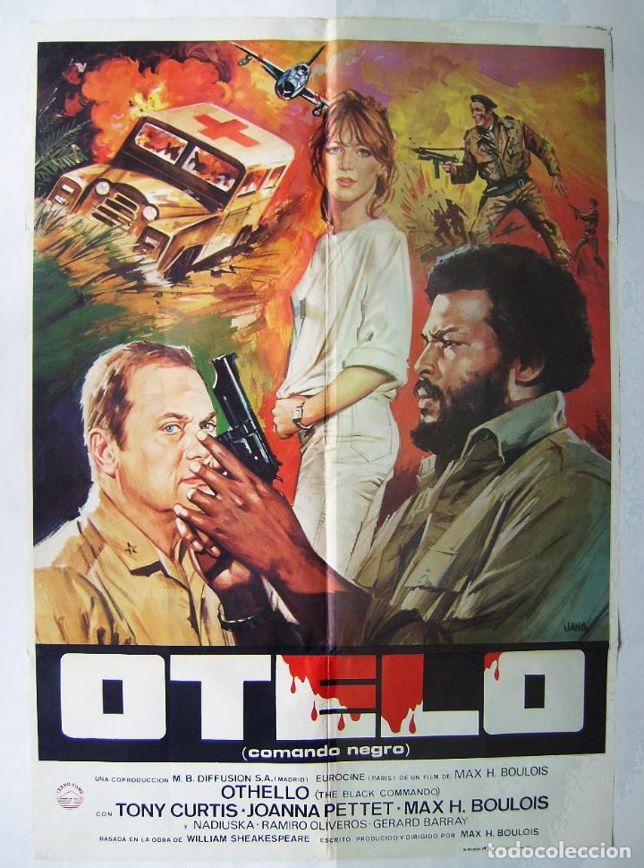 Cine: OTELLO,COMANDO NEGRO, con Tony Curtis. P&Oacute;STER 70 X 99,5 cms.1982. Dise&ntilde;o JANO.