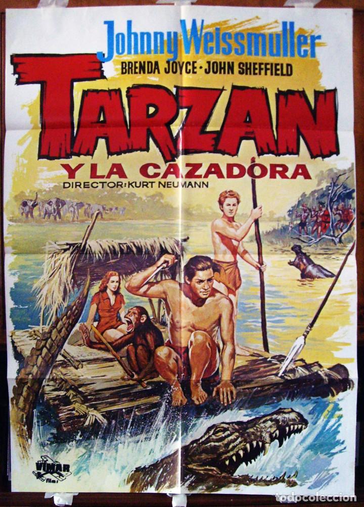 Cine: TARZ&Aacute;N Y LA CAZADORA, con Johnny Weissmuller. POSTER 67,5 X 95 cms..