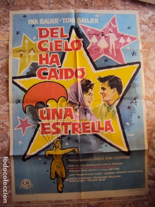 Cinema: (CINE-275)DEL CIELO HA CAIDO UNA ESTRELLA - 1962 - INA BAUER - CARTEL ORIGINAL