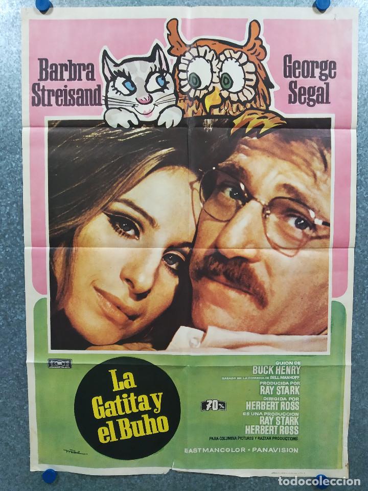 Cinema: La gatita y el b&uacute;ho. Barbra Streisand, George Segal, A&Ntilde;O 1971. POSTER ORIGINAL