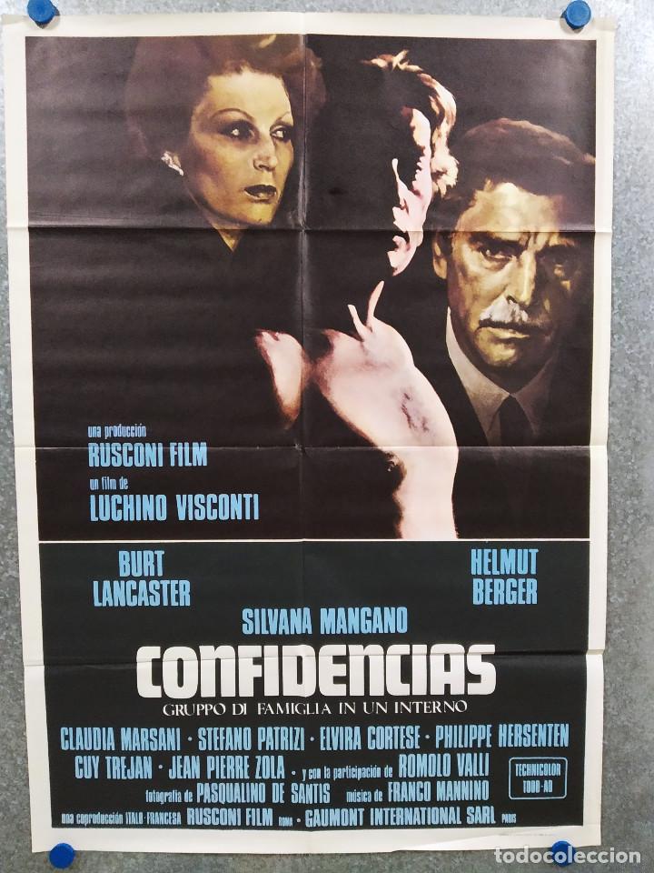 Cinema: Confidencias. Burt Lancaster, Silvana Mangano. A&Ntilde;O 1975. POSTER ORIGINAL