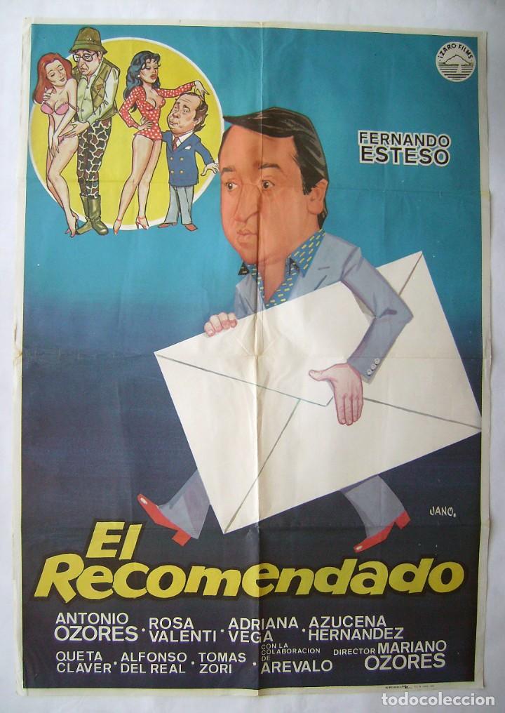 Cinema: EL RECOMENDADO, con Fernando Esteso. P&Oacute;STER 70 X 100 cms.1985. Dise&ntilde;o: JANO.