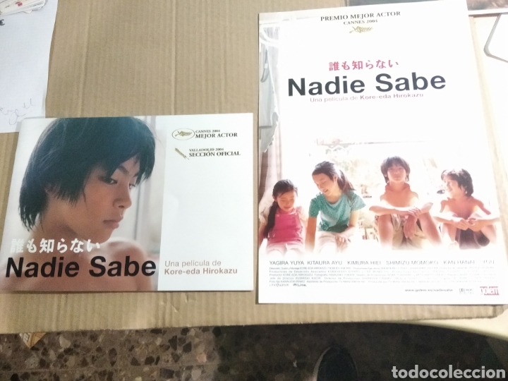 Cinema: Cartel de cine mas folleto informativo pel&iacute;cula NADIE SABE