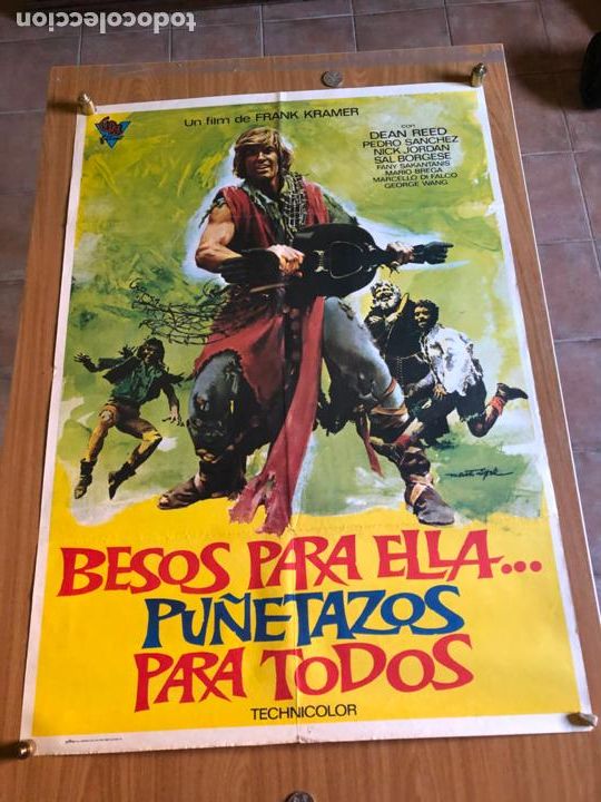 Kino: POSTER - BESOS PARA ELLA...PU&Ntilde;ETAZOS PARA TODOS - DEAN REED, ORIGINAL 1974 -