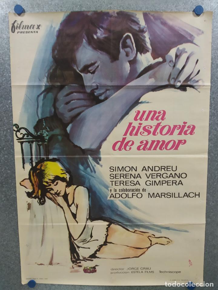 Cine: Una historia de amor. Sim&oacute;n Andreu, Serena Vergano. A&Ntilde;O 1967. POSTER ORIGINAL