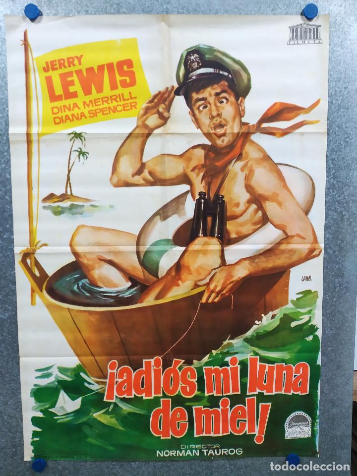 Cinema: Adi&oacute;s mi luna de miel. Jerry Lewis, Dina Merrill. A&Ntilde;O 1962. POSTER ORIGINAL