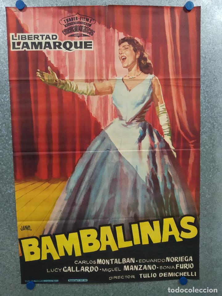 Cine: Bambalinas. Libertad Lamarque, Carlos Montalb&aacute;n, Eduardo Noriega. A&Ntilde;O 1961. POSTER ORIGINAL