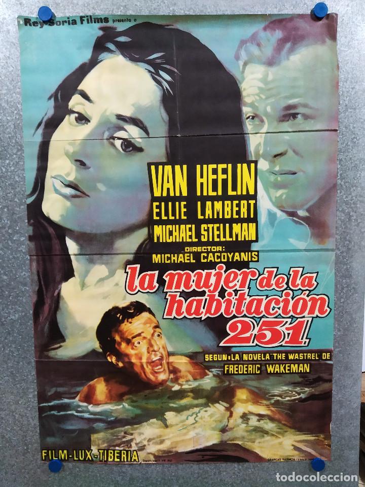Cinema: La mujer de la habitaci&oacute;n 251. VAN HEFLIN, ELLIE LAMBERT. A&Ntilde;O 1963. POSTER ORIGINAL