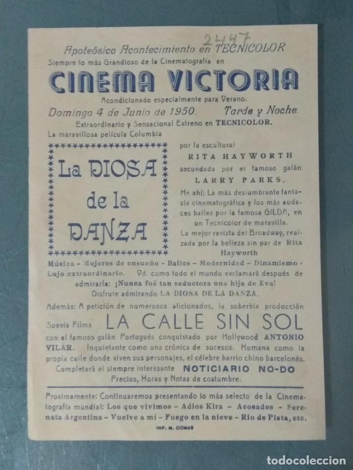 Cine: LA DIOSA DE LA DANZA - PROGRAMA SENCILLO. MIDE 15 X 11 cm. - Foto 2