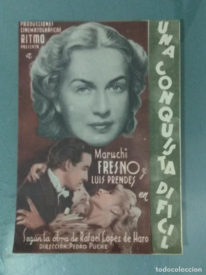 Cine: UNA CONQUISTA DIFICIL - PROGRAMA DE CINE DOBLE. - Foto 1