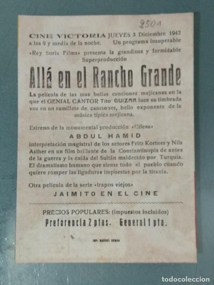 Cine: ALLA EN EL RANCHO GRANDE - PROGRAMA DE CINE DOBLE. - Foto 3