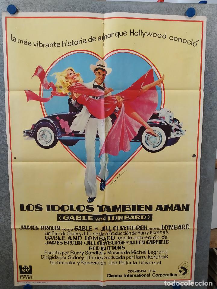 Cinema: Los &iacute;dolos tambi&eacute;n aman. Gable and Lombard, James Brolin, Jill Clayburgh A&Ntilde;O 1976. POSTER ORIGINAL