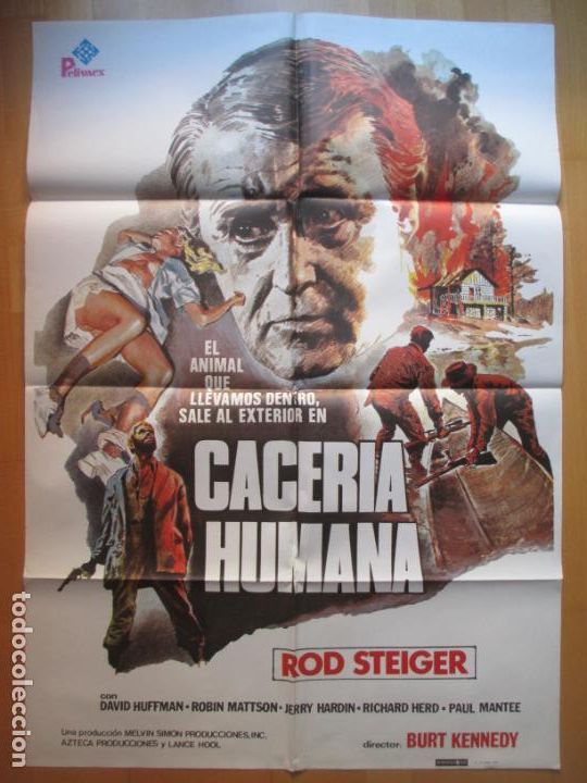 Cinema: CARTEL CINE CACERIA HUMANA ROD STEIGER DAVID HUFFMAN 1980 C1941