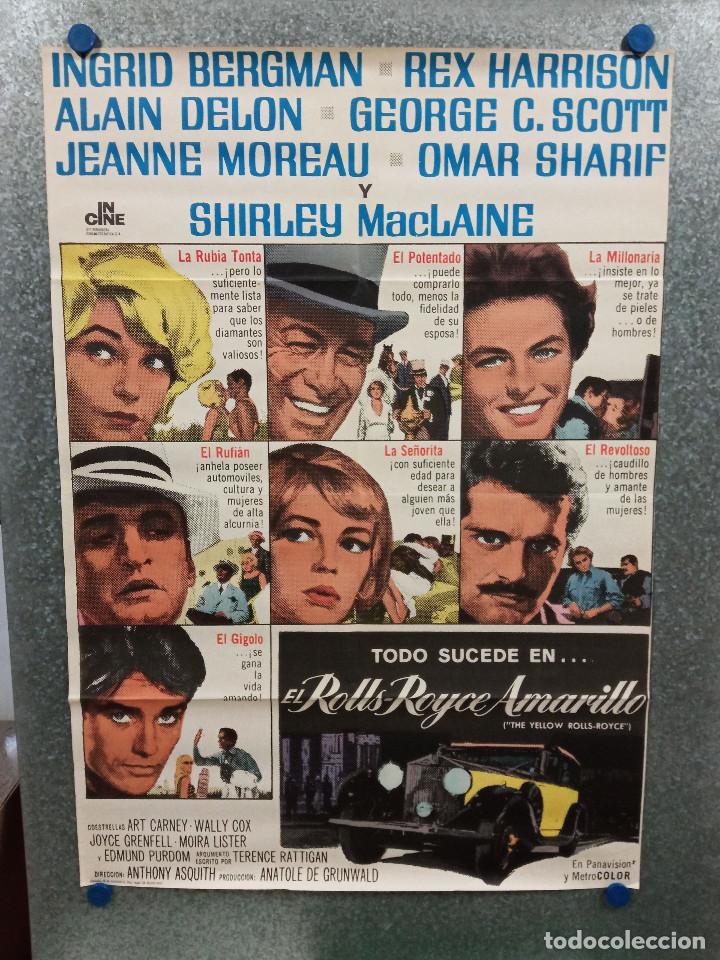 Cinema: El Rolls-Royce amarillo. Ingrid Bergman, Rex Harrison, Shirley MacLaine, A&Ntilde;O 1975. POSTER ORIGINAL