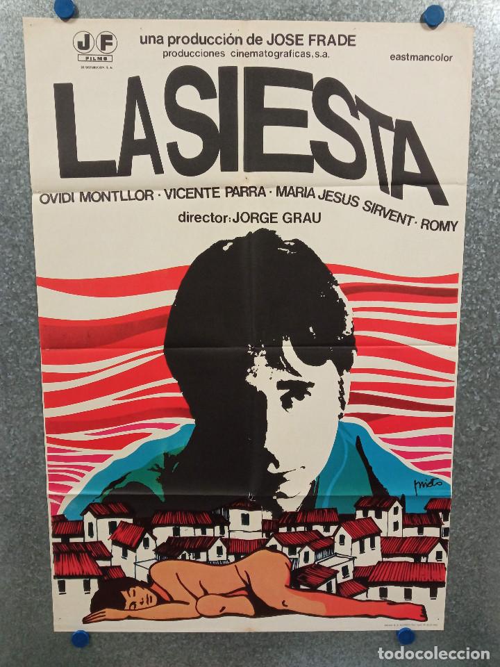 Cine: La siesta. Ovidi Montllor, Vicente Parra, Mar&iacute;a Jes&uacute;s Sirvent. A&Ntilde;O 1976. POSTER ORIGINAL