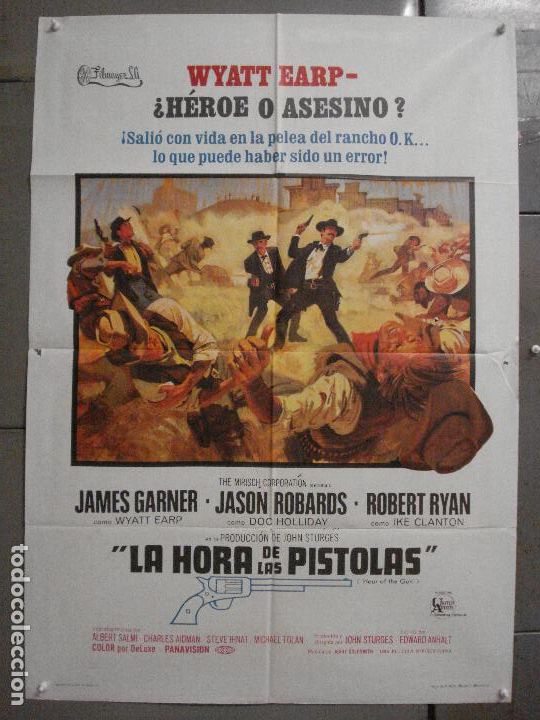 Cinema: CDO K279 LA HORA DE LAS PISTOLAS JAMES GARNER WYATT EARP OK CORRAL POSTER ORIGINAL 70X100 ESTRENO