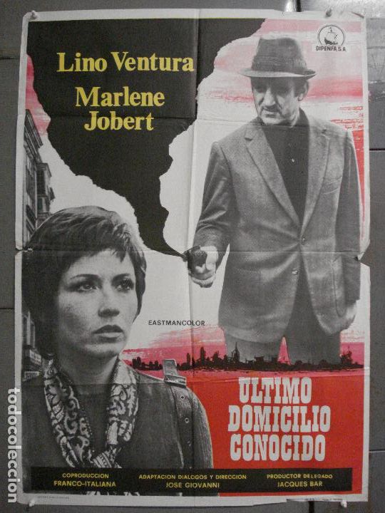 Kino: CDO 7236 ULTIMO DOMICILIO CONOCIDO LINO VENTURA MARLENE JOBERT POSTER ORIGINAL 70X100 ESTRENO