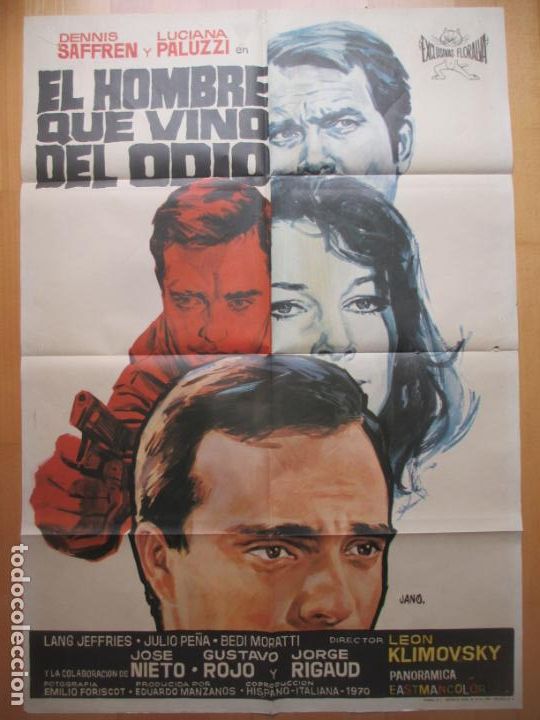 Cin&eacute;ma: CARTEL CINE, EL HOMBRE QUE VINO DEL ODIO, DENNIS SAFFREN, LUCIANA PALUZZI, JANO, 1970, C373