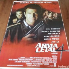 Cine: ARMA LETAL 4 - MEL GIBSON, DANNY GLOVER, JOE PESCI, JET LI,RENNE RUSSO - POSTER ORIGINAL WARNER 1998