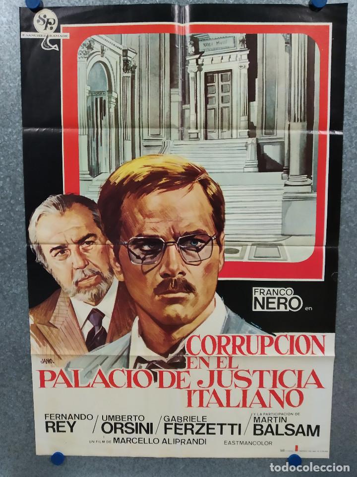Cine: Corrupci&oacute;n en el palacio de justicia italiano. Franco Nero, Fernando Rey. A&Ntilde;O 1976. POSTER ORIGINAL