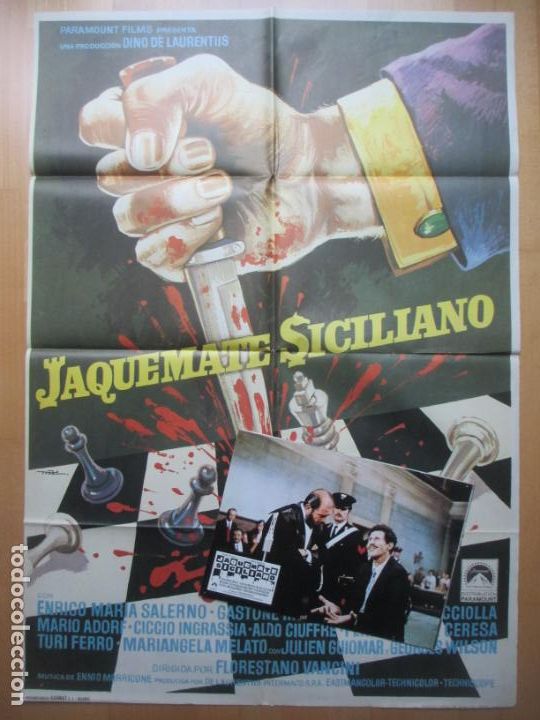 Cinema: CARTEL CINE + 12 FOTOCROMOS JAQUE MATE SICILIANO ENRICO MARIA SALERNO MAC 1973 CCF229