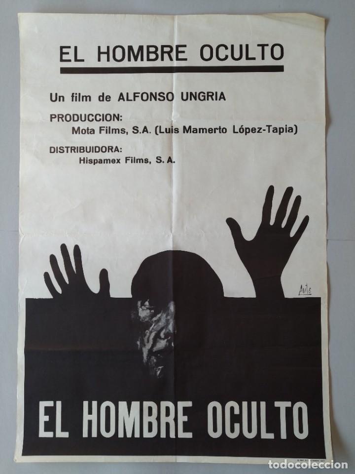 CARTEL CINE POSTER ORIGINAL - EL HOMBRE OCULTO - ALFONSO UNGRIA AÑO 1971 - DIB. AUTE .. L3444 (Cine- Posters y Carteles - Drama)