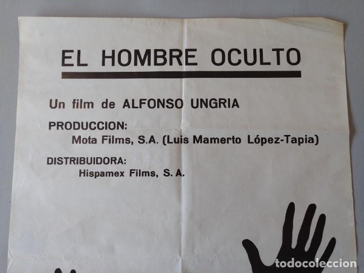 Cine: CARTEL CINE POSTER ORIGINAL - EL HOMBRE OCULTO - ALFONSO UNGRIA AÑO 1971 - DIB. AUTE .. L3444 - Foto 2 - 245431130
