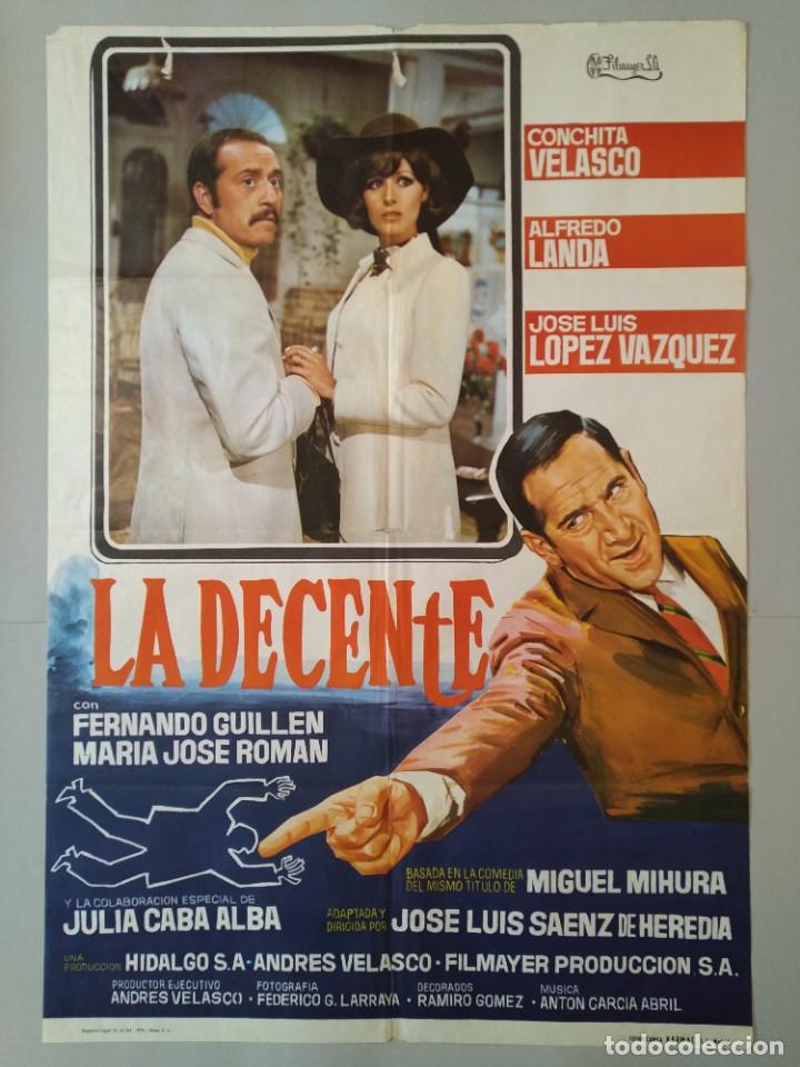 Kino: CARTEL CINE ORIGINAL - LA DECENTE - CONCHITA VELASCO - ALFREDO LANDA - A&Ntilde;O 1970 ... L3471