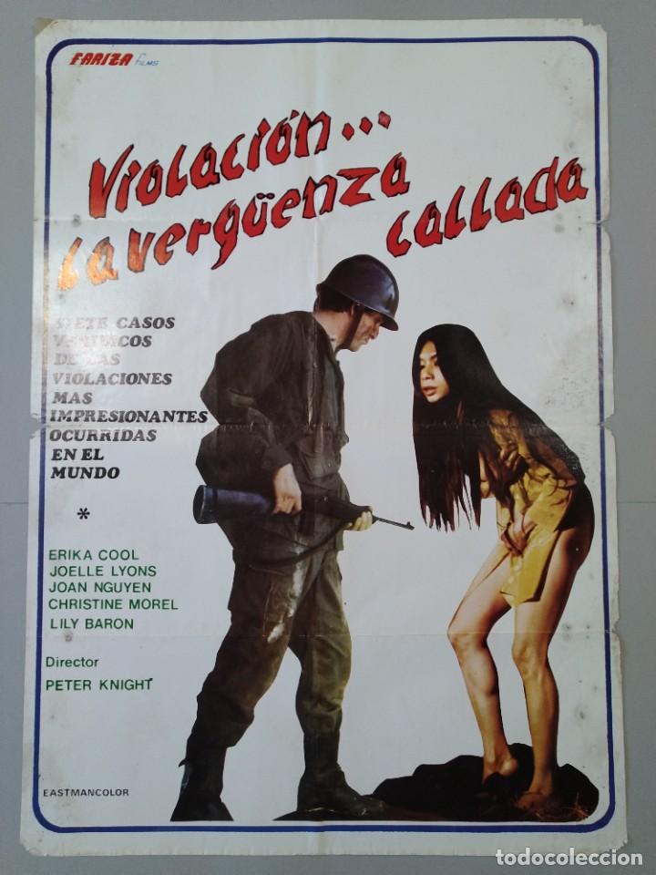 Kino: CARTEL CINE ORIGINAL - VIOLACION... LA VERG&Uuml;ENZA CALLADA - ERIKA COOL - A&Ntilde;O 1978...L3490