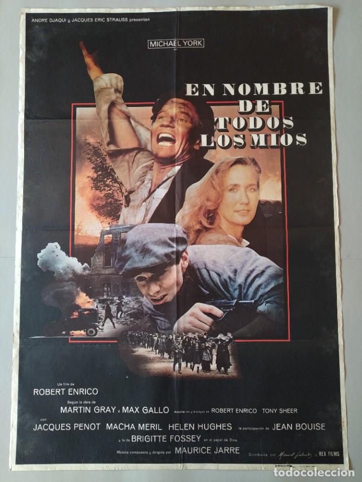 Cinema: CARTEL CINE ORIGINAL - EN NOMBRE DE TODOS LOS MIOS - MICHAEL YORK - BRIGITTE FOSSEY - 1983 ..L3519