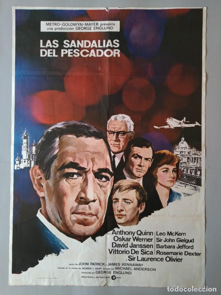 Kino: CARTEL CINE ORIGINAL - LAS SANDALIAS DEL PESCADOR - ANTHONY QUINN - OSCAR WERNER - A&Ntilde;O 1968...L3524
