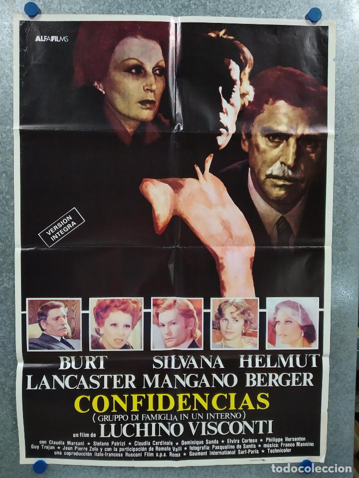 Cinema: Confidencias. Burt Lancaster, Silvana Mangano. A&Ntilde;O 1975. POSTER ORIGINAL