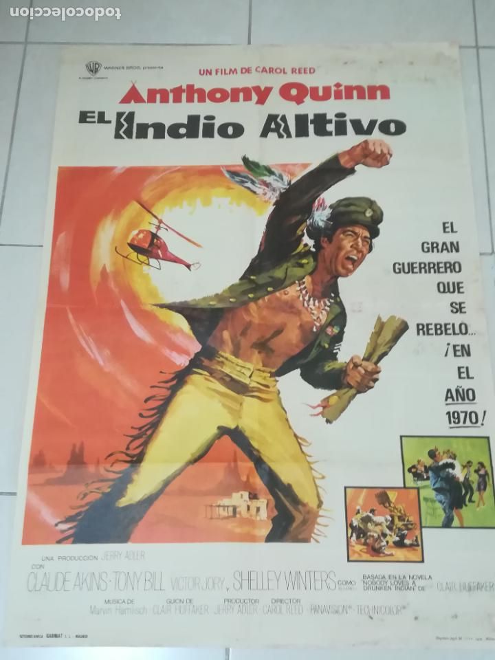 Cinema: POSTER / CARTEL DE CINE ORIGINAL. INDIO ALTIVO. ANTHONY QUINN. 100 X 70CM.