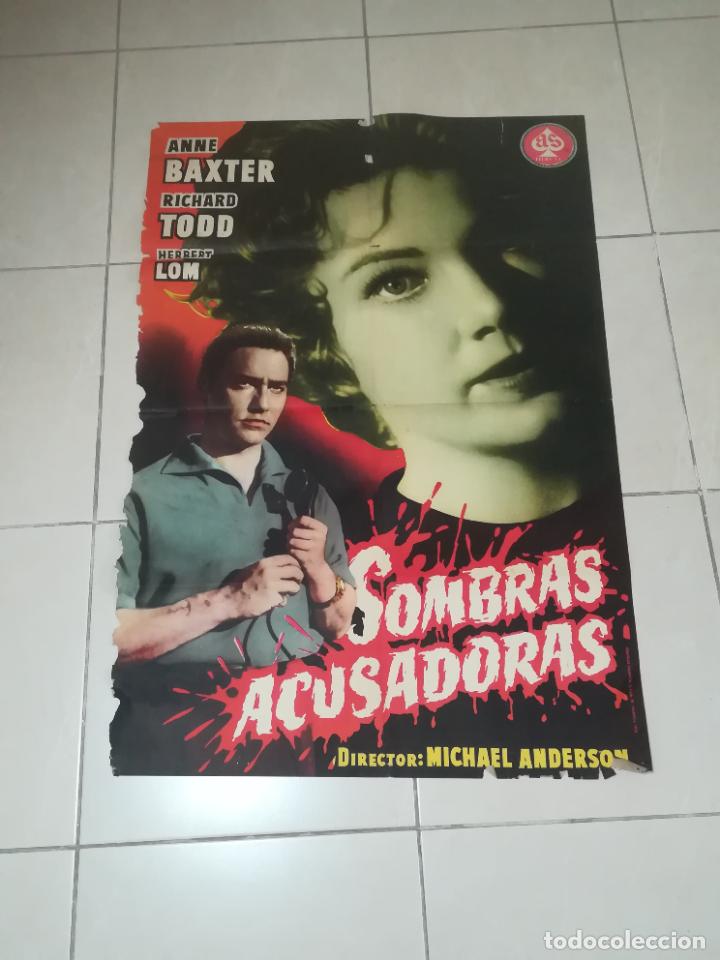 Cinema: POSTER / CARTEL DE CINE ORIGINAL. SOMBRAS ACUSADORAS. ANNE BAXTER, RICHARD TODD. 100 X 70CM.