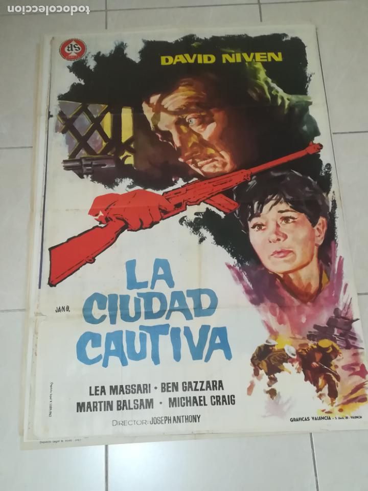 Cinema: POSTER / CARTEL DE CINE ORIGINAL. LA CIUDAD CAUTIVA. LEA MASSARI, BEN GAZZARA. 100 X 70CM.