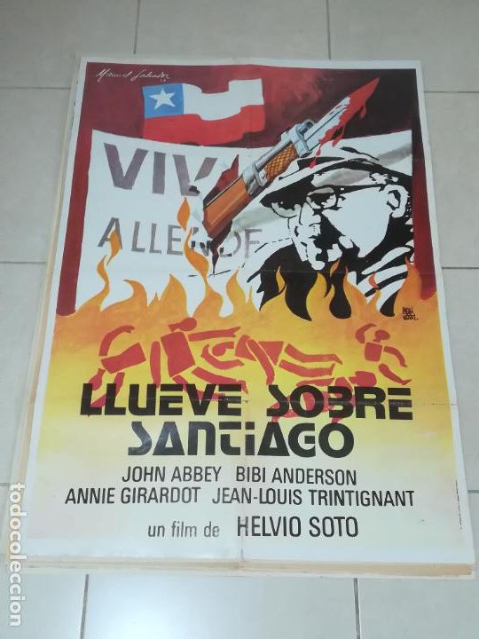 Cinema: POSTER / CARTEL DE CINE ORIGINAL. LLUEVE SOBRE SANTIAGO. JOHN ABBEY. 100 X 70CM.