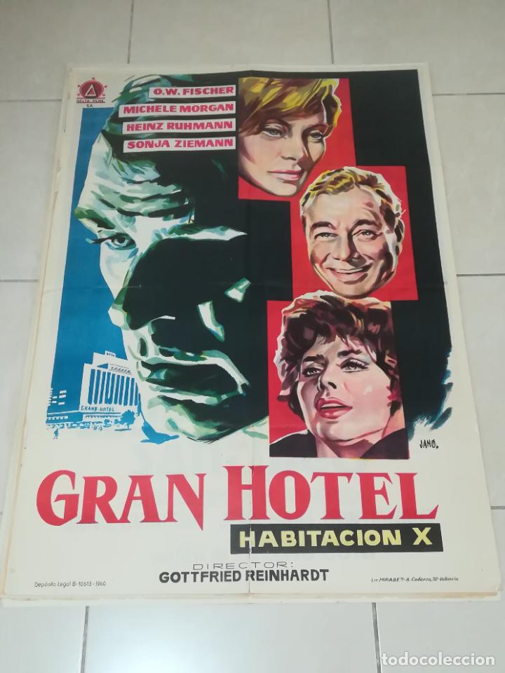 Cinema: POSTER / CARTEL DE CINE ORIGINAL. GRAN HOTEL HABITACION X. O.W.FISCHER. 100 X 70CM.